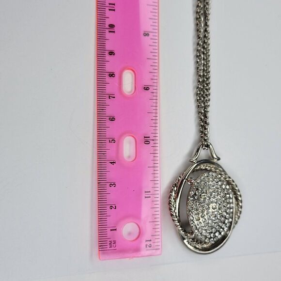 Silver Oval Pendant Necklace - Picture 8 of 11